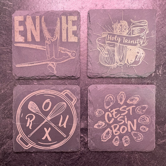 Cajun Cuisine Slate Coaster Set