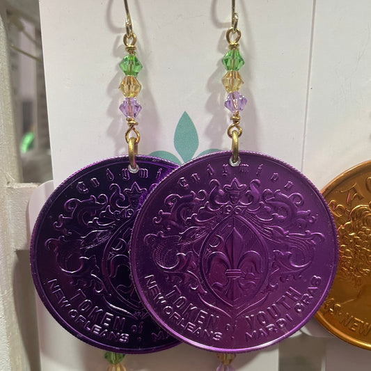 D0002 Doubloon Earrings-Purple