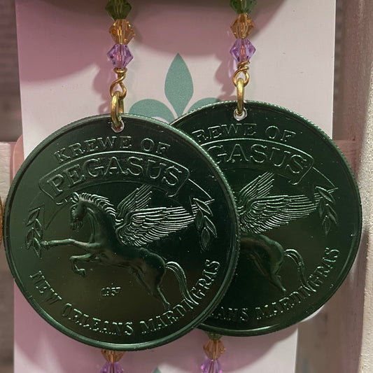 D0004 Doubloon Earrings-Green