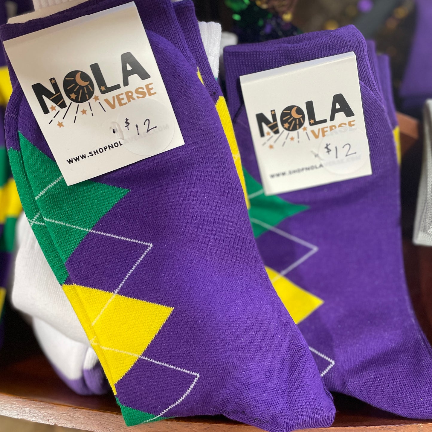 Argyle Mardi Gras Socks