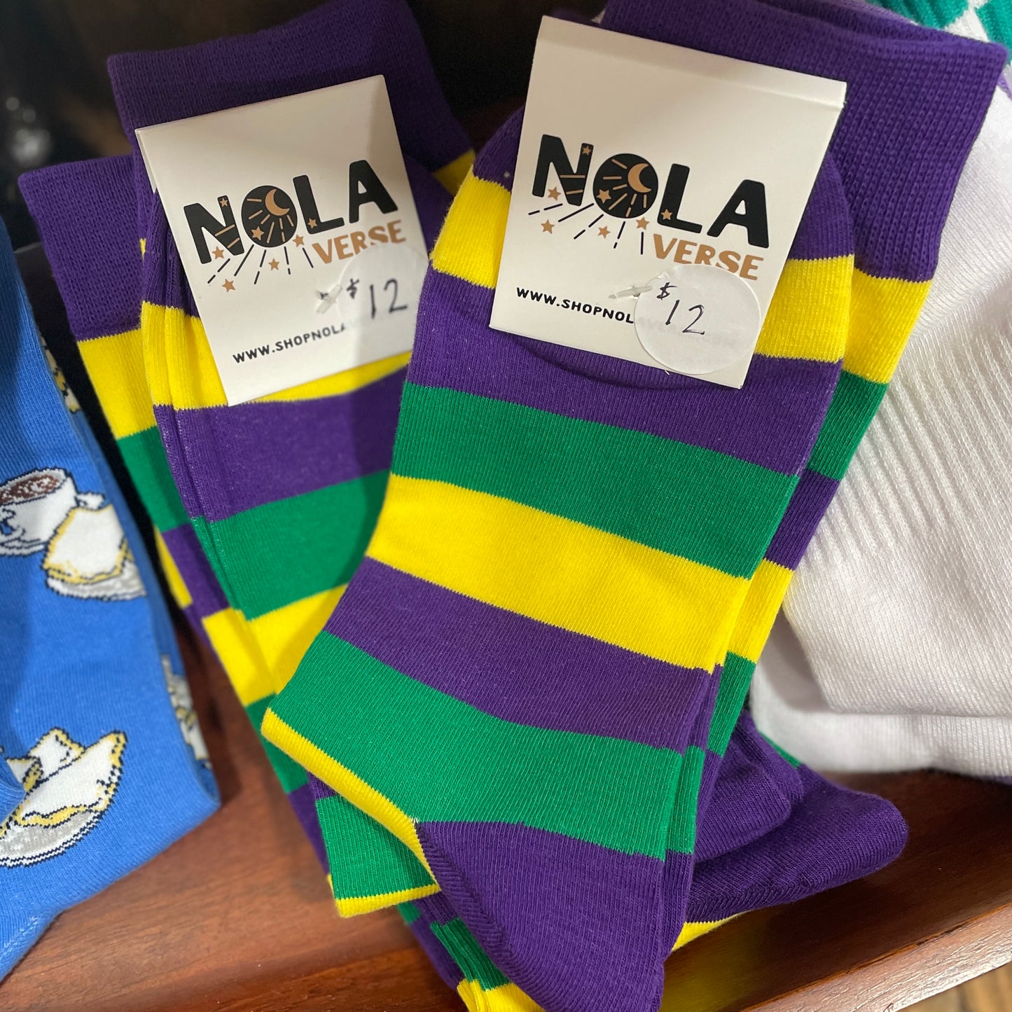 Mardi Gras Striped Socks